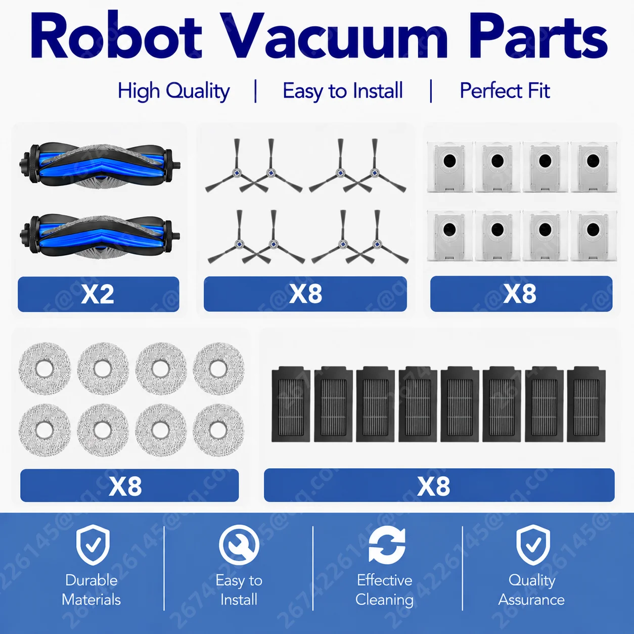 

For ECOVACS T50 PRO OMNI / T50 OMNI Robot Vacuum Spare Parts Main Side Brushes Mop Cloths HEPA Filters Dust Bags Accessories