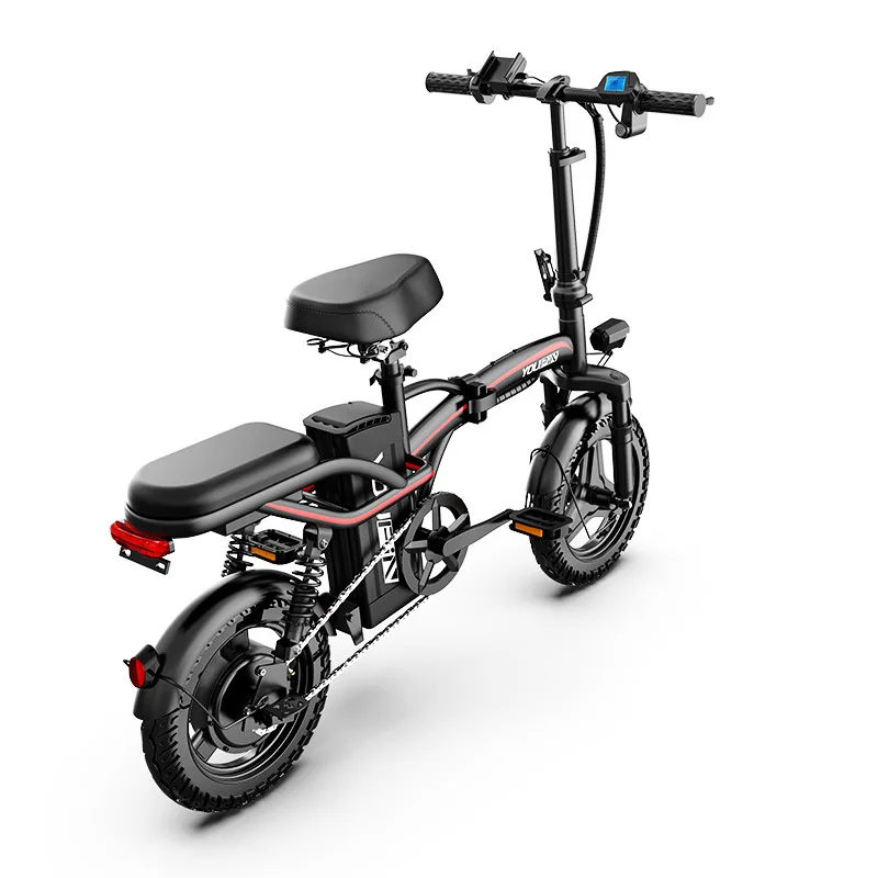 Aluminum alloy steel folding car Chainless bilateral folding pedal Double disc brake Soft tail electric bicycle