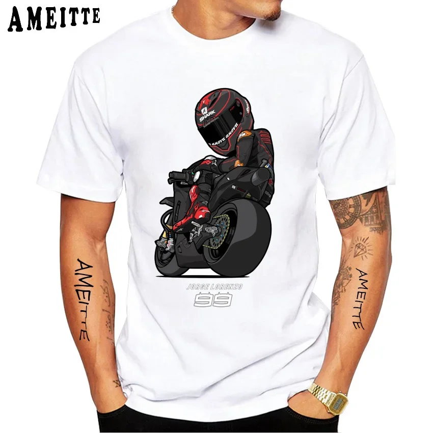 JORGE LORENZO Number 99 T-Shirt New Summer Men Short Sleeve GS Adventure Moto Spor Casual White Tops Motorcycle Rider Tees