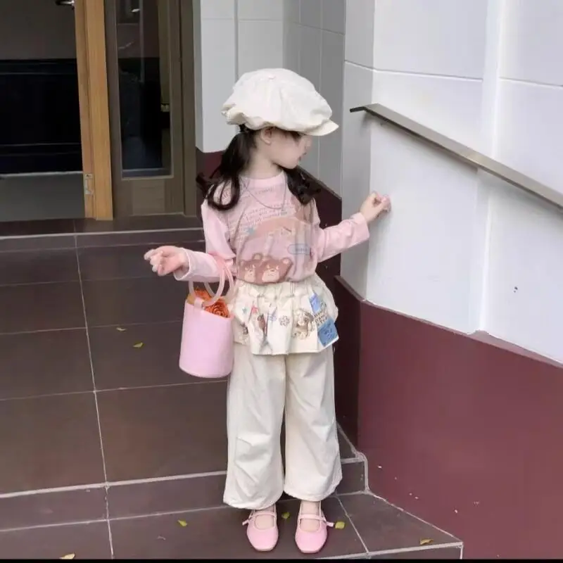 Children's Clothing New Style Long Sleeve T Shirt Base Layer Soft Cotton For Girls Autumn Very Fashionable Pink Cute Beautiful