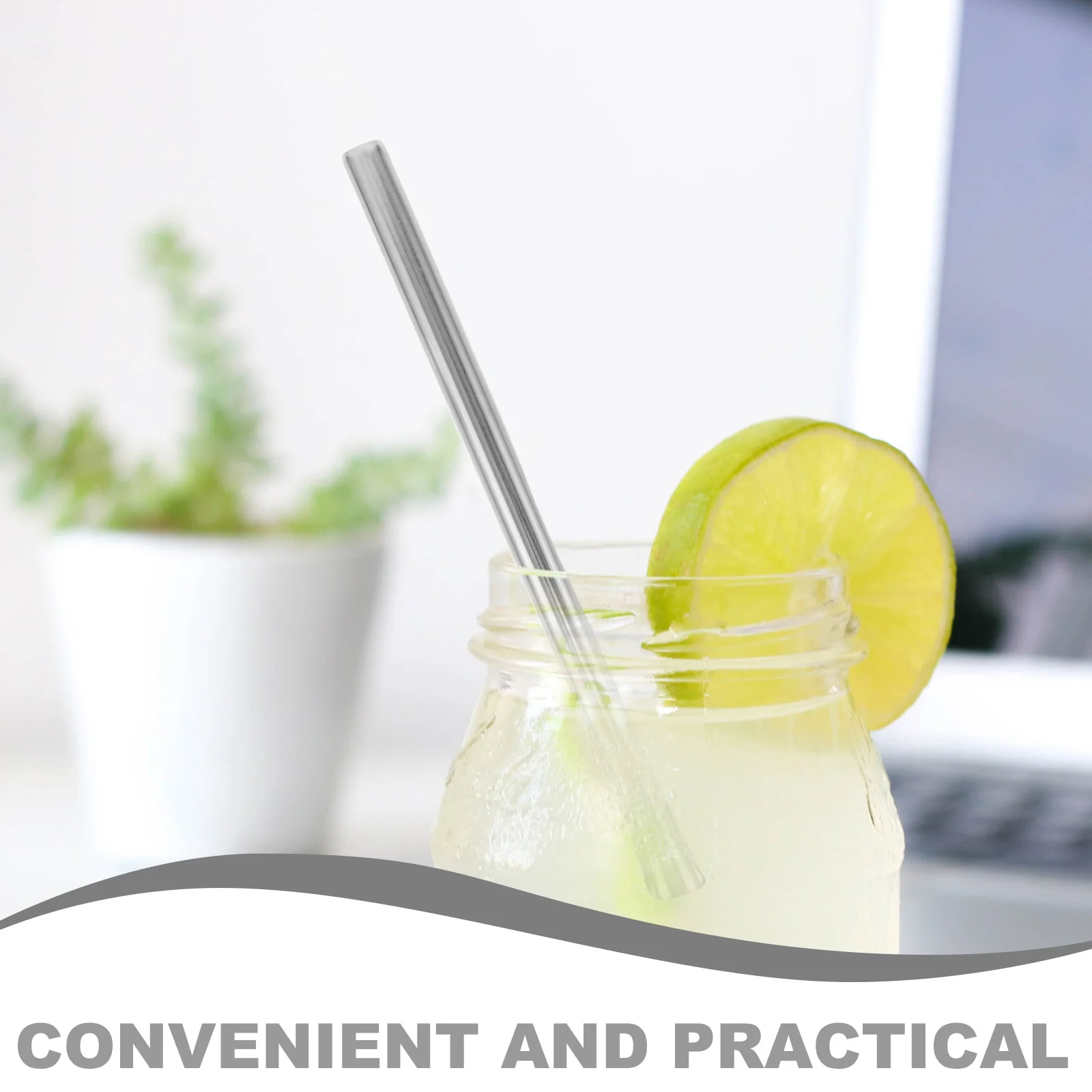 

Набор из 8 многоразовых металлических трубочек из нержавеющей стали для смузи, толстые, широкие, прямые, для дома, вечеринок и баров