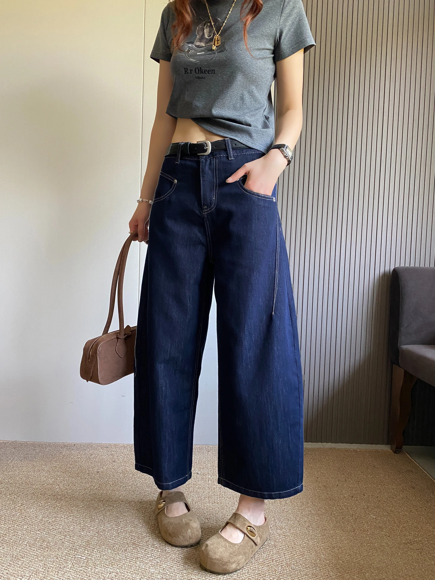 

Джинсы Deep Blue Knife свободного кроя с широкими штанинами, высокой талией, прямым силуэтом и элементами пэчворка, женские, модные, весна-лето, новинка