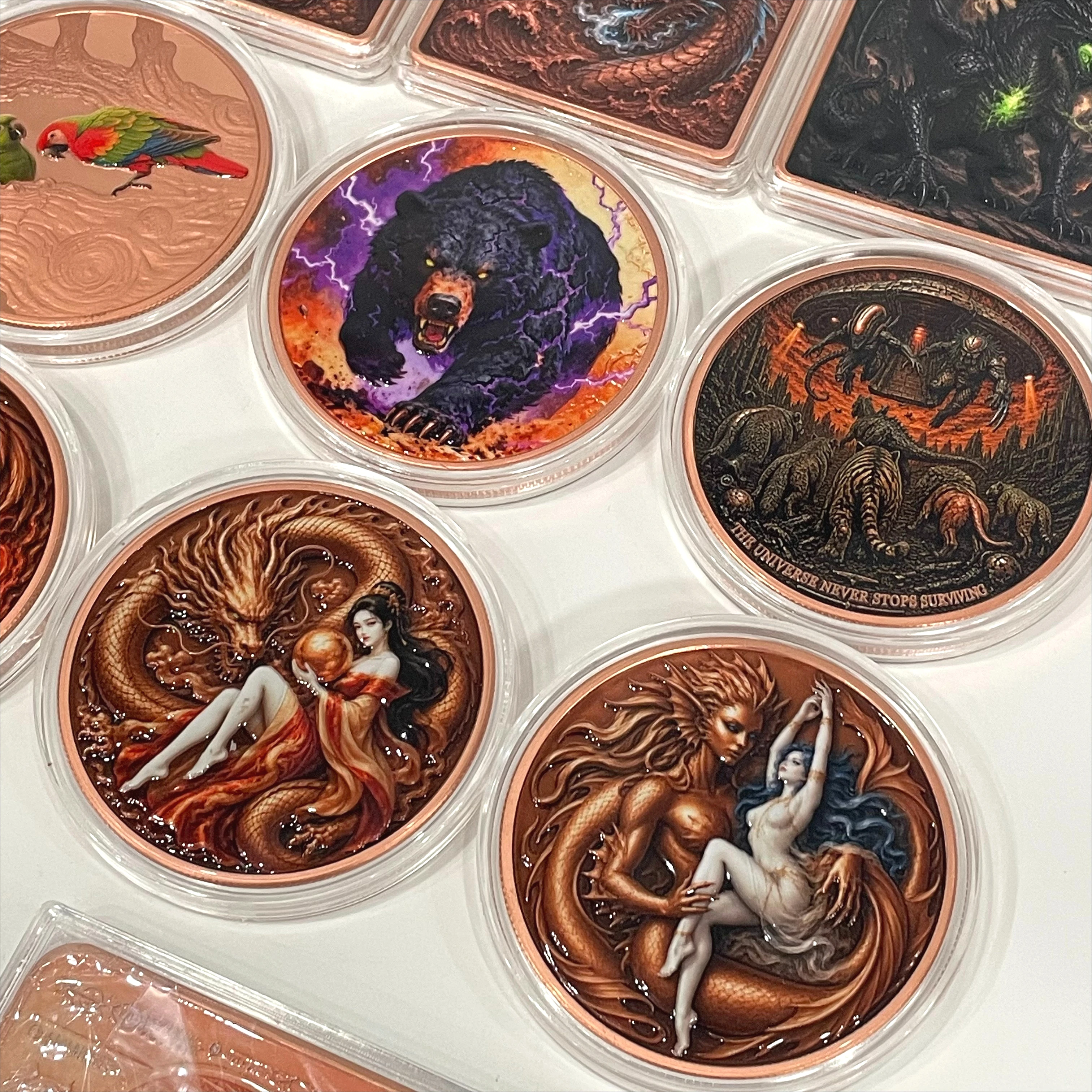 Fiery dragon 5oz 999 Fine Copper Bars Copper Coins Colored Commemorative Coin Collectible Souvenir Gift