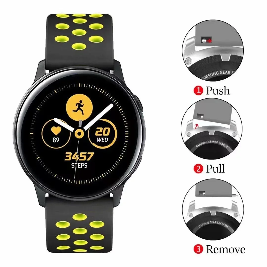 20mm 22mm Silicone Strap For Samsung Galaxy Watch 6/5/4/3 Huawei Watch 4/3/GT4 Sports Breathable Bracelet For Amazfit GTR/GTS 4