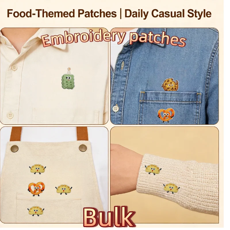 

Оптовая продажа: 10 шт. нашивок для декора одежды и аксессуаров (круассаны, мультяшные десерты, матча, шляпы, сэндвичи, печенье) с вышивкой, пришивные и термоклеевые