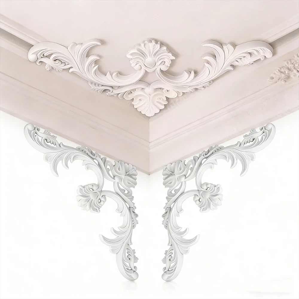 PU Ceiling Corner Molding Decorative Wall Trim Panels Floral Medallion Mural Kit for Ceiling & Wall Home Decor