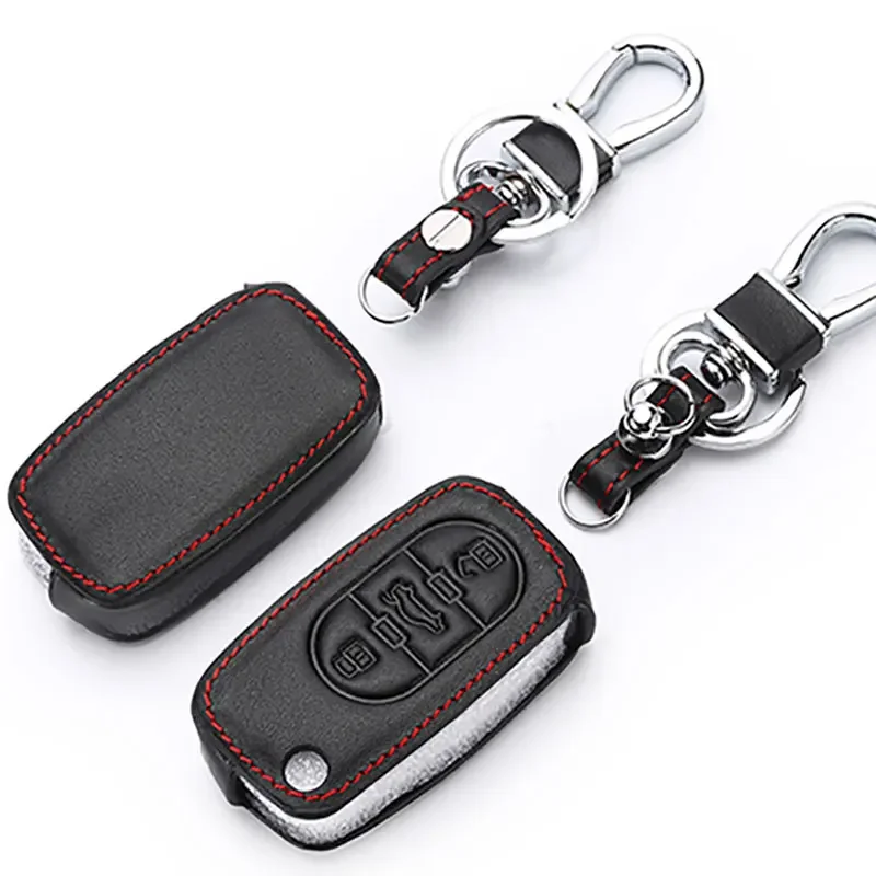 Leather Key Case for Audi A1 A4 B6 A6 C5 Tt 8N Silicone Car Key Cover 3 Button Key Holder Keychain Accessories Protection