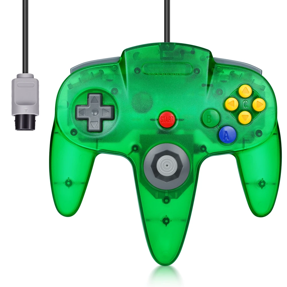 Классический контроллер N64, игровой джойстик для домашней игровой консоли системы N64 — Plug & Play (версия без ПК USB) Jungle Green