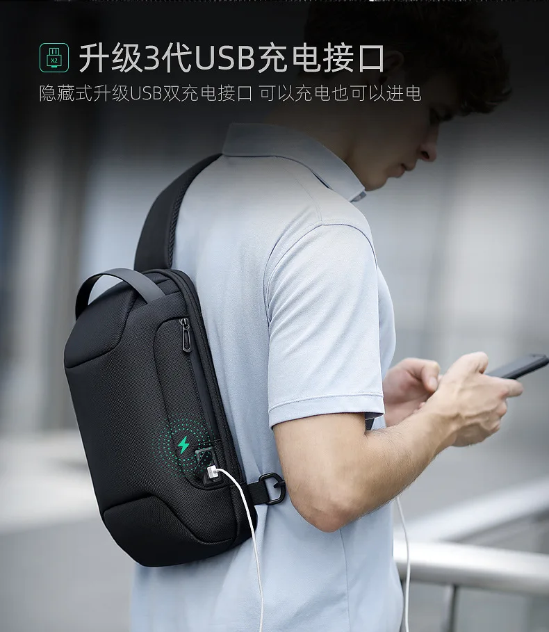 Mark Ryden Chest Bag Anti-thief Men Crossbody Bag Waterproof Shoulder Bags USB Charging Short Trip For Male Travel Pack
