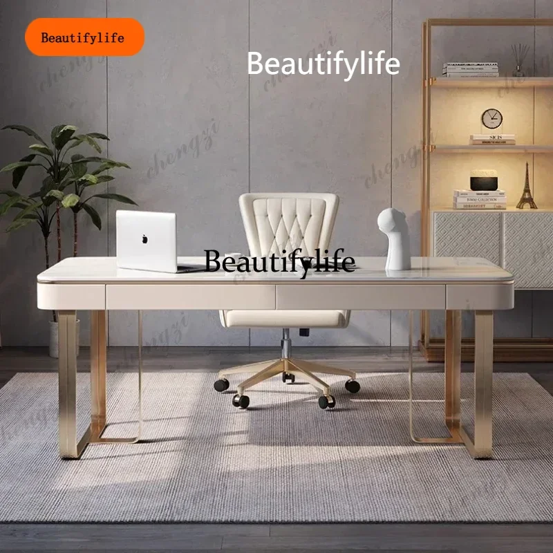 

B456 Room Desks Desk Computer Furniture Italian Minimalist Bright Rock Slab Light Luxury Computer Desk Study Table Office Tables