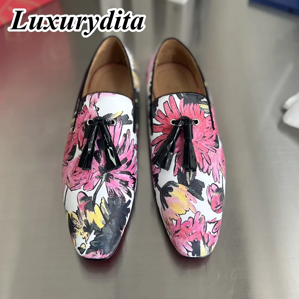 

Top High Quality Mens Trendy Casual Shoes Luxury Mens Real Leather Shoes Size 38-48 Designr Red Soled Business dress Shoes H1483