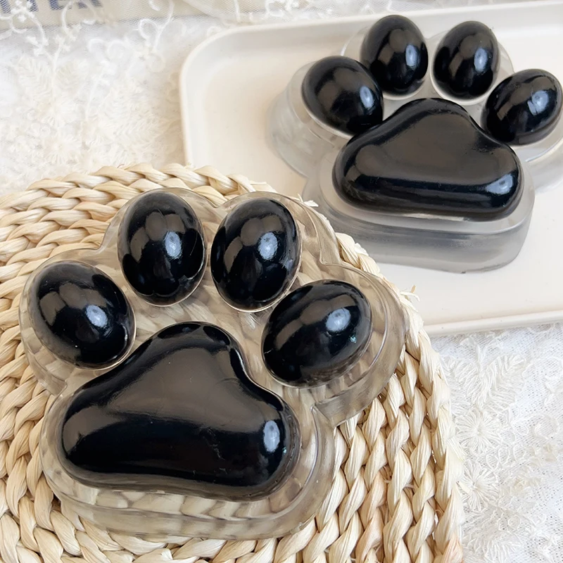 Super Large Soft Transparent Black Cat Paw Slow Rebound Soft Jelly Pinch Decompression Squeeze Toy Anti Stress Release Toys