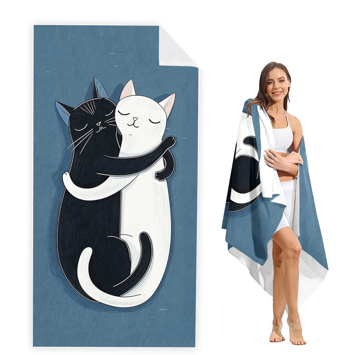 

Cat Beach Towel Oversized, Super Absorbent Sand Free Thick Microfiber Beach Towel,Beach Towels for Kids,Men,Women