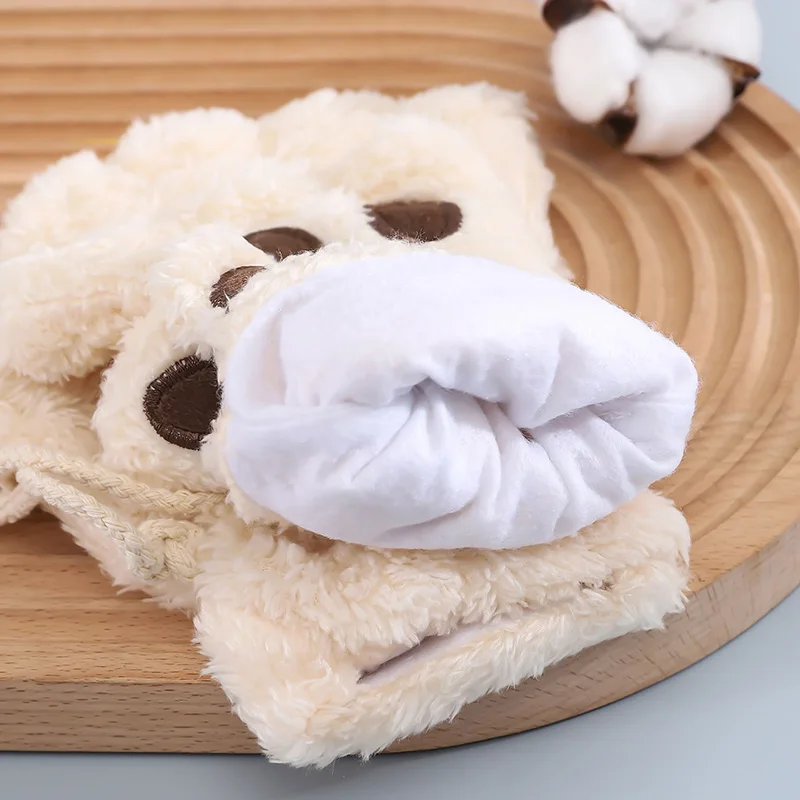 1 Pair Women Cartoon Cat Claw Gloves Thicken Fingerless Soft Plush Warm Cute Bear Paw Fingers Winter Kawaii Half Finger Mittens