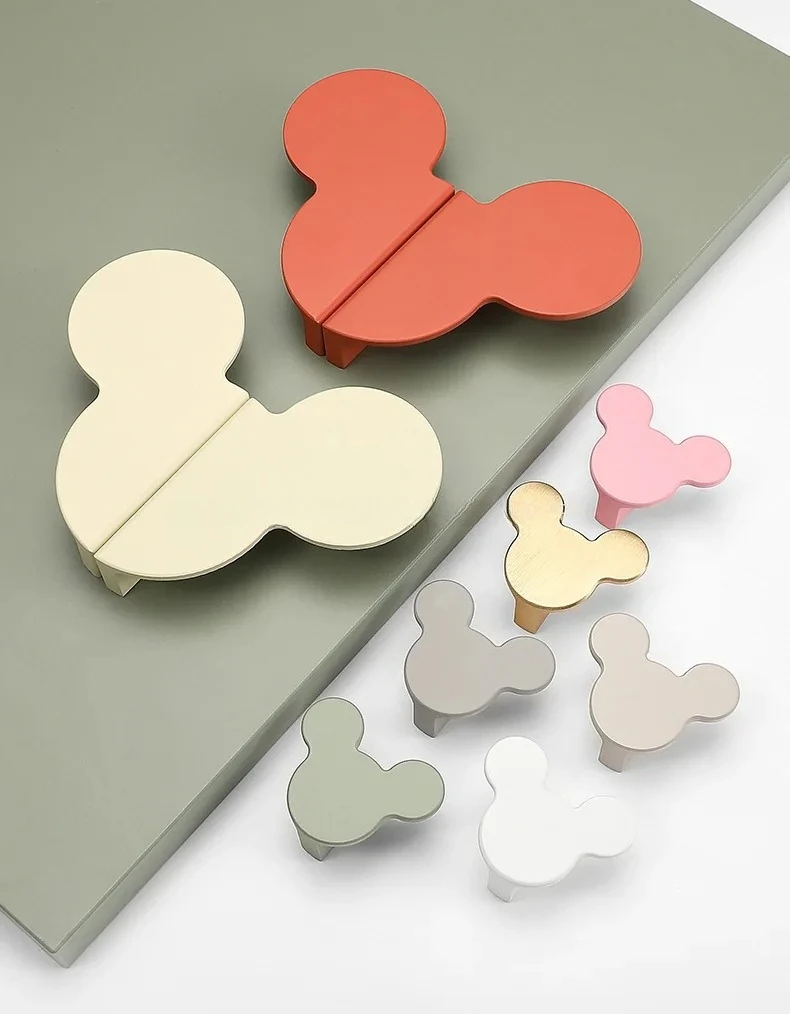 Creative Cartoon Mouse Drawer Pull, Multi-color Kids Furniture Knob for Wardrobe, Cabinet, Themed Nursery Decor