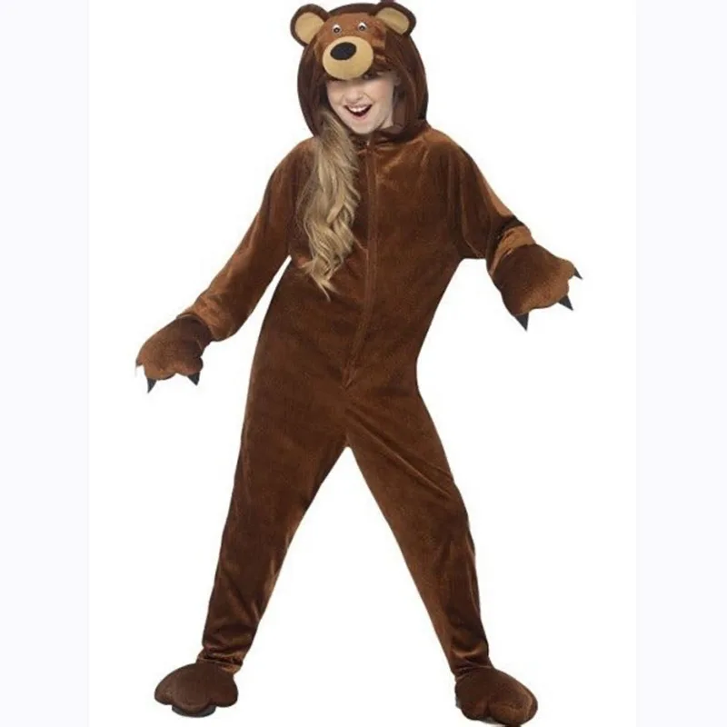 Cosplay de urso marrom para meninos e meninas, estilo de performance de palco, feriado, Halloween, RPG, macacão de festa