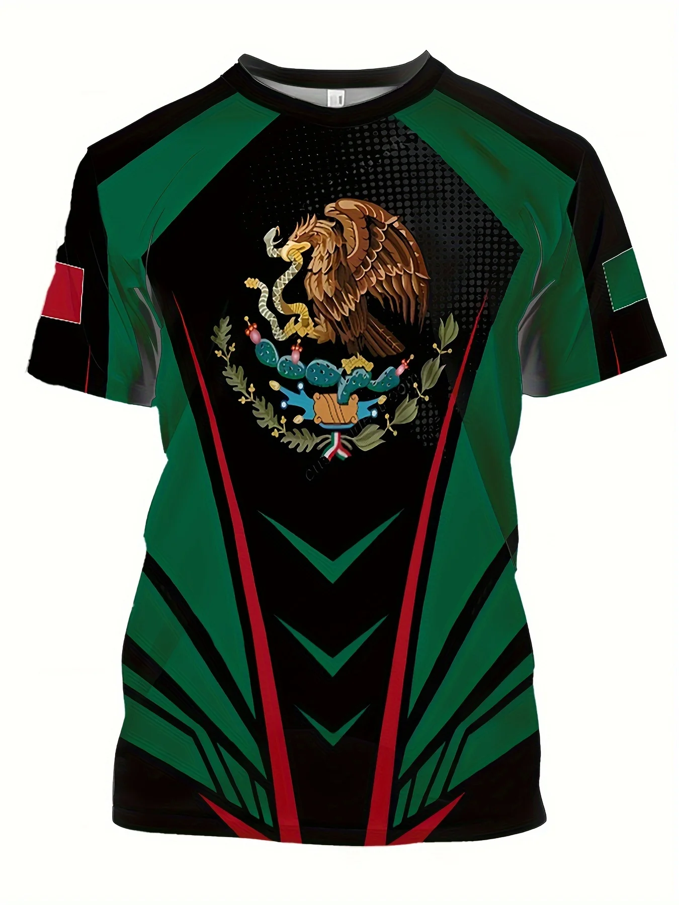 

New men's T-shirt slim-fitting and versatile 3D polyester fiber fabric national characteristic printing quick-drying breathable