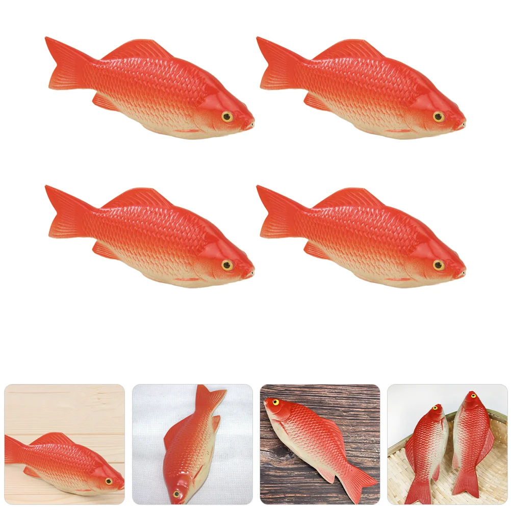 

4 Pcs Simulation Foam Fish Artificial Model Figurine Figurines Red Decoration Small Statue