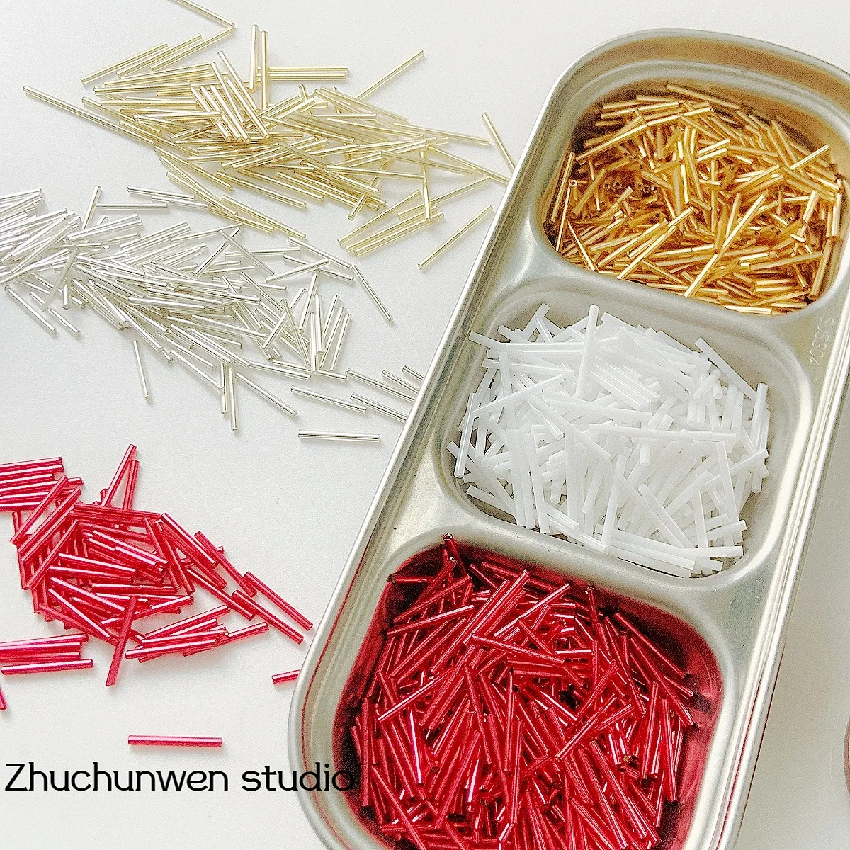 600pc Ins Iridesy Tube Beads 2*18mm Rice Beads 2-inch Tube Diy String Beads Loose Beads Bracelet Necklace Accessory Material