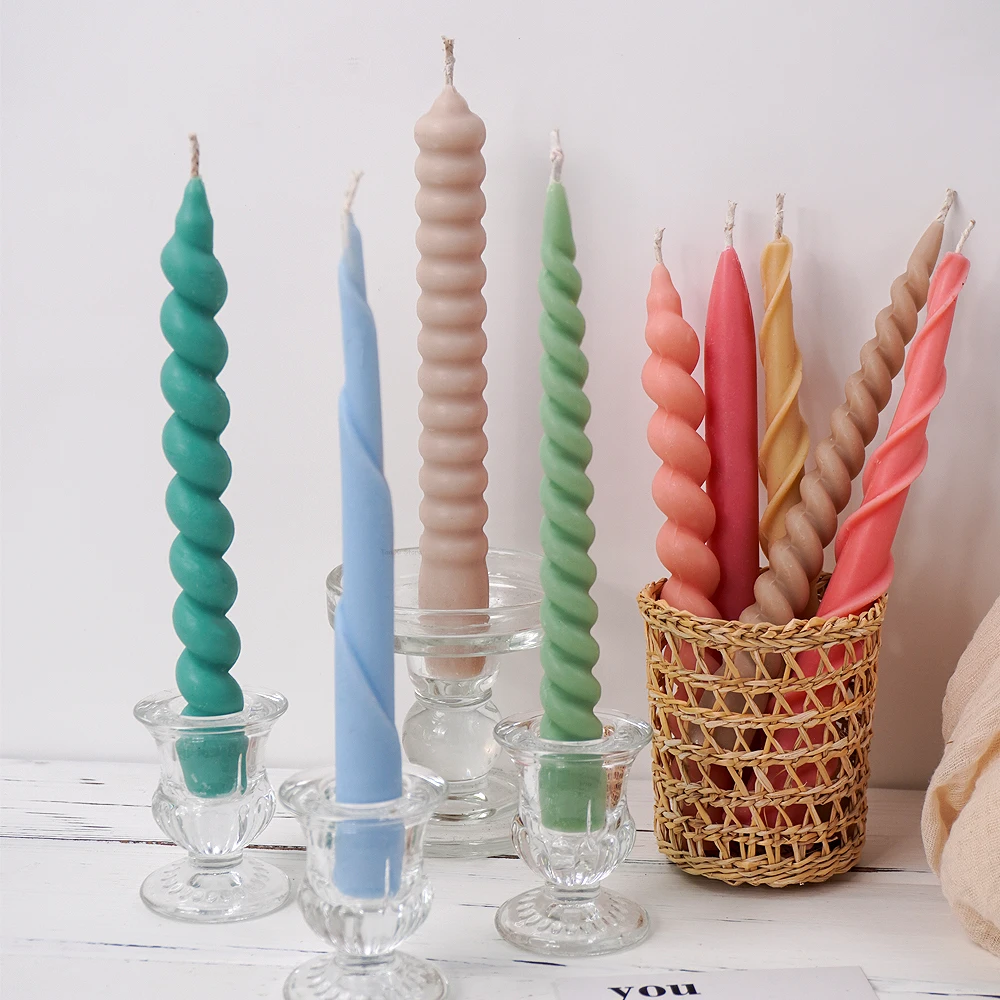 Geometry Candle Silicone Mold DIY Long Rod Spiral Twist Shape Candles Making Supplies Resin Soap Chocolate Molds Home Craft Deco