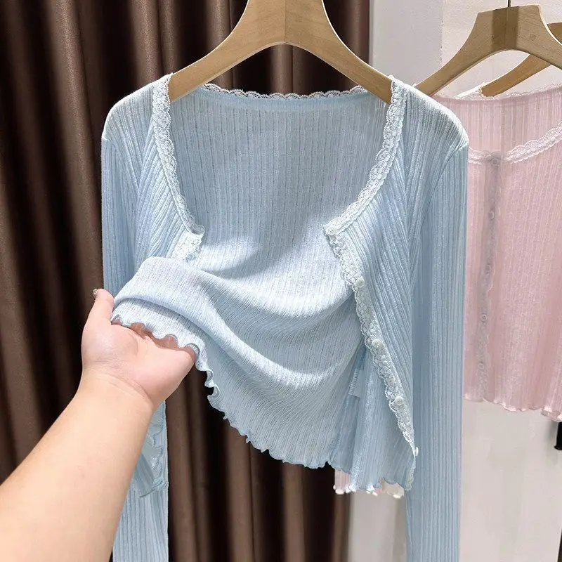 plus Size Knitted Sunscreen Shoulder Wrap Cardigan Women's Summer New Style Strap Dress Outerwear Beach Cover up Short Jacket
