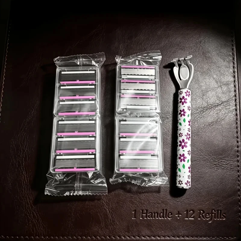 Male and female manual shaver with 6-layer precision blade system, replaceable, long-term use, suitable for both men and women