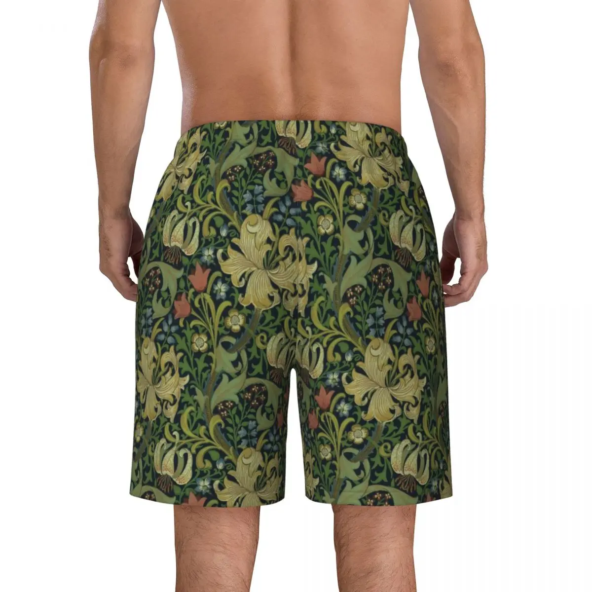 William Morris Company Board Shorts Herren lässige Strands horts Slips Blumen textil Muster schnell trocknende Badehose