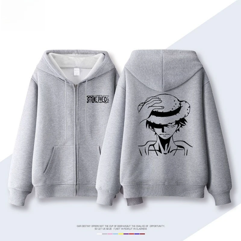 남성용 가을 겨울 애니메이션 원피스 집업 후드티 하라주쿠 스트리트웨어 2025 레트로 스웨터 오버사이즈 여성용 긴팔 유니섹스