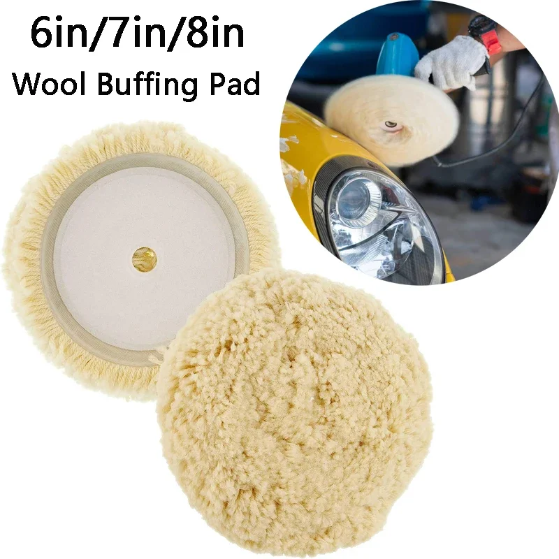 6/7/8in Wool Polishing Pads 100% Natural Wool Buffing Pad for Compound Cutting Polishing with Hook And Loop Grip