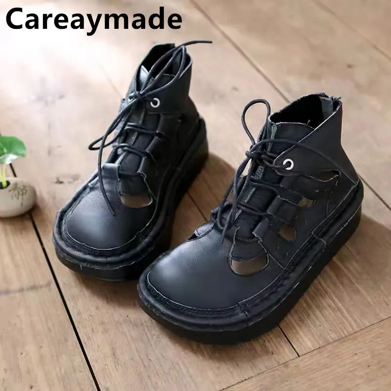 Careaymade-Literature art loose cake bottom sandals genuine leather breathable origina women\'s shoes student shoes