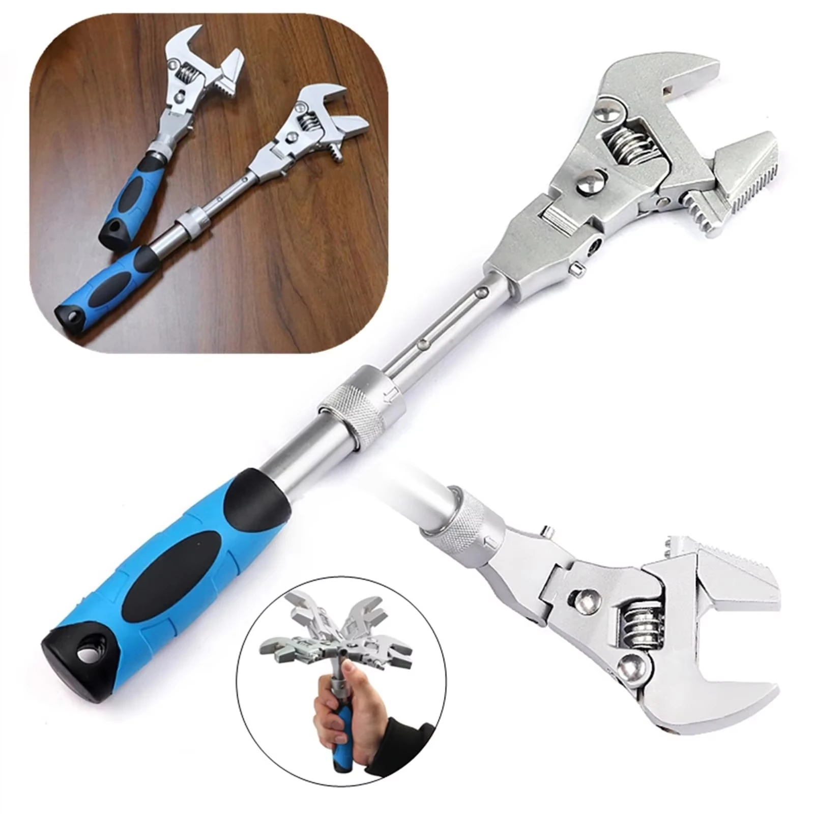 Adjustable Pulley Wrench Folding Rocker Head Ratchet Wrench Mechanic Plumbing Bathroom Air Conditioning 5 in 10 inch spanner