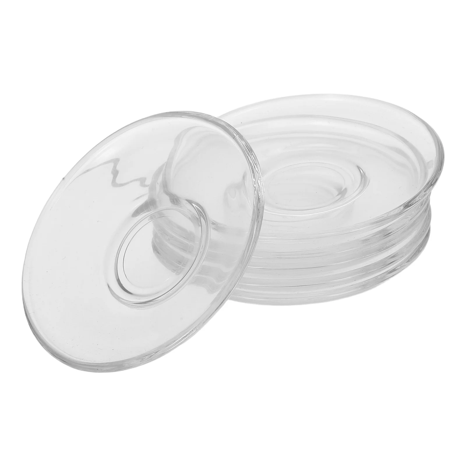 

6Pcs Plate Saucer Glass Dessert Plates Coffee Cup Transparent Clear Saucers Travel