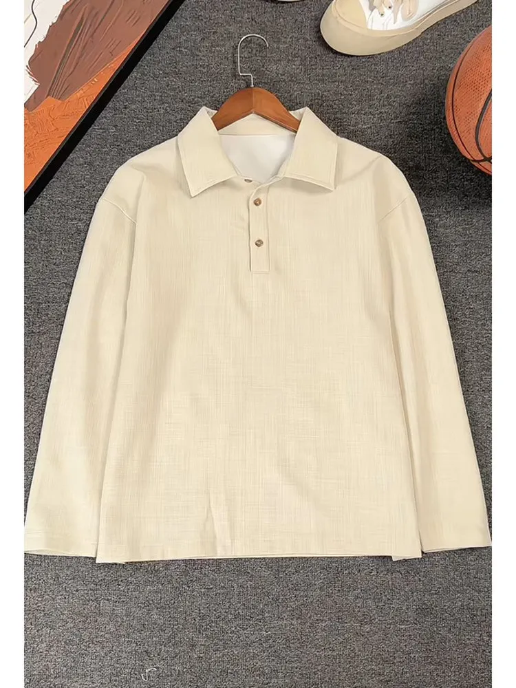 Men's Casual Long Sleeve  Shirt Loose Fit Breathable Autumn Wear Fashionable Versatile Sporty Sweatshirt Polyester Material
