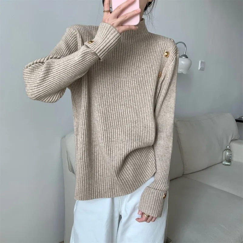 Red Turtleneck Thick Sweater Women Autumn Winter Loose Fashion Patchwork Long Sleeve Knitwear All-match Casual Knitting Tops