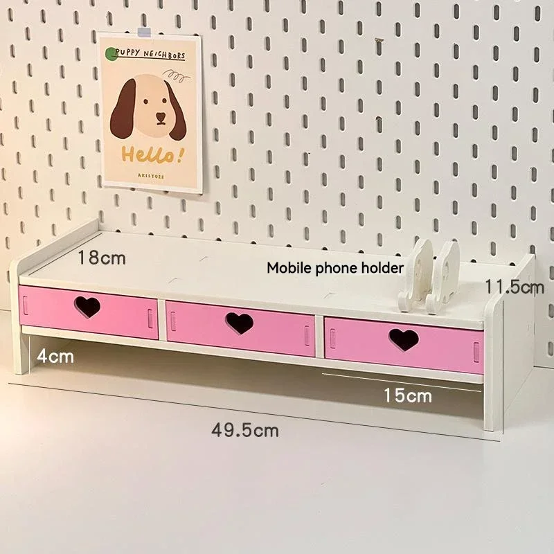 Desktop Elevated Rack with Drawers Simple Ins Wind Student Desk Computer Tablet Rack Stationery Storage Rack Desktop Organizer
