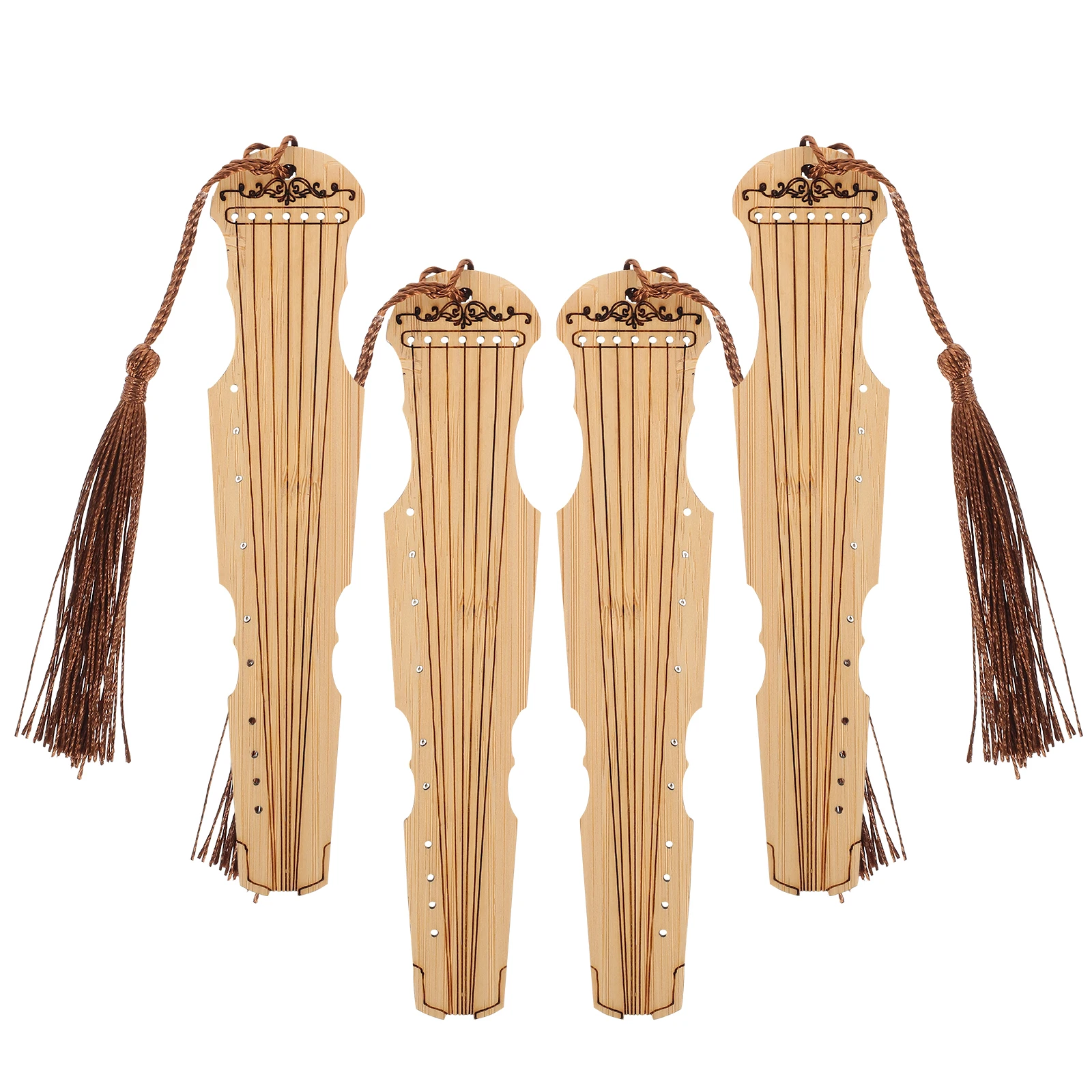

4pcs Bamboo Bookmarks Guqin Shaped Page Markers Chinese Style Diy Blank Bookmark For Reading Study Decoration Gift