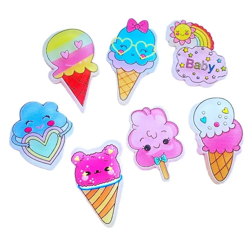 Mini Lovely Cartoon Ice Cream Flat Back Resina, Art Supply Decoração, Charm Craft, Acessórios de Cabelo Bow, H520, 20Pcs