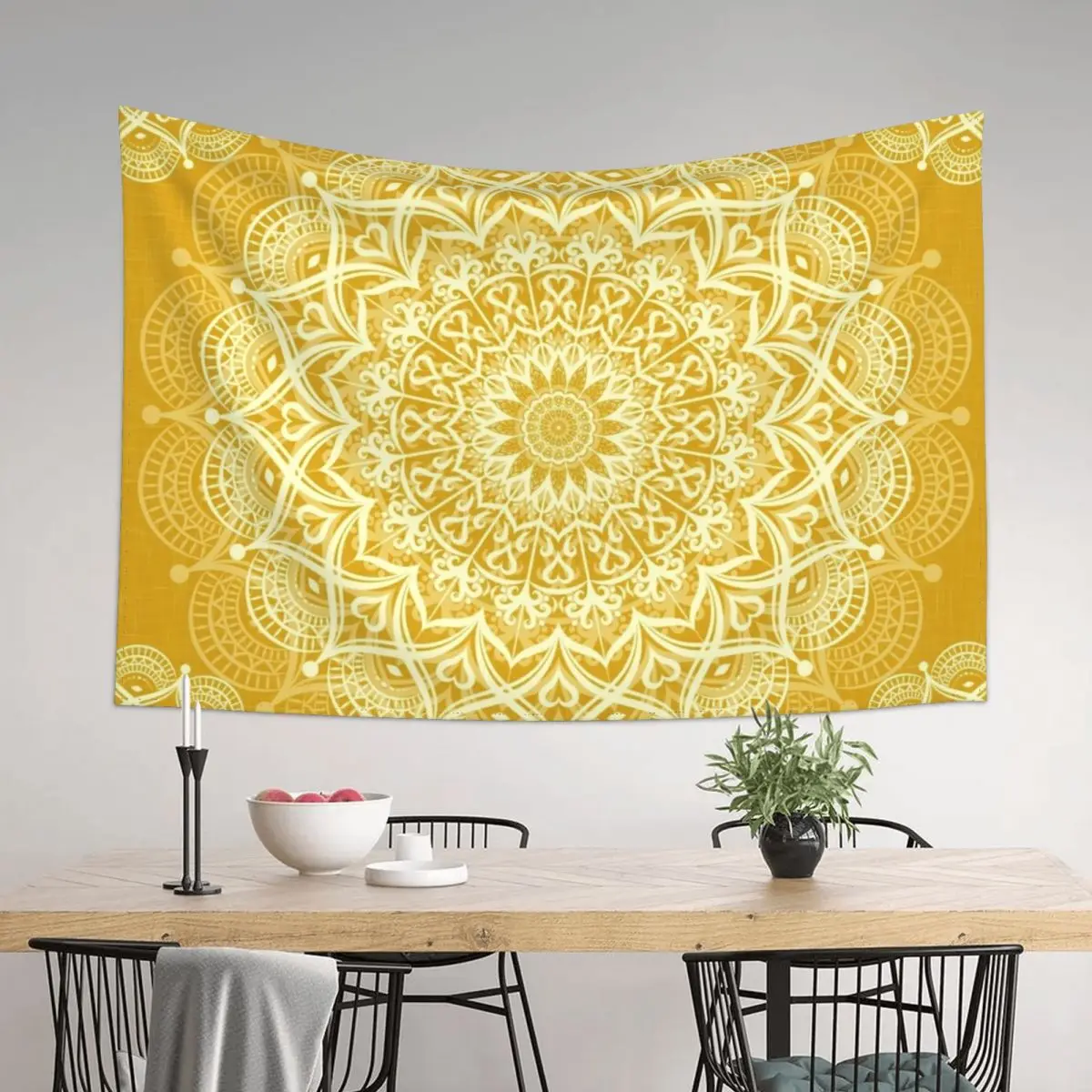 

Boho Golden Yellow Mandala Tapestry Home Decorations Aesthetic Aesthetic Room Decor Home Decorators Tapestry