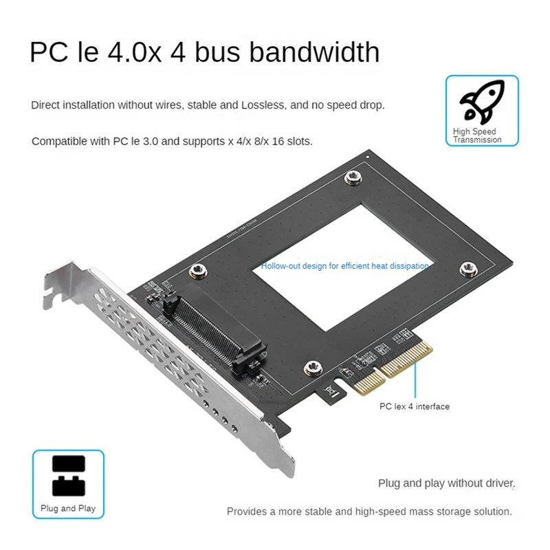 PCIE4.0 à U.2 True Speed 7000MB 6,000 Carte Adaptateur U2 Nvme Ssd Sans Fil Carte Réseau IO-PCE8639-U2