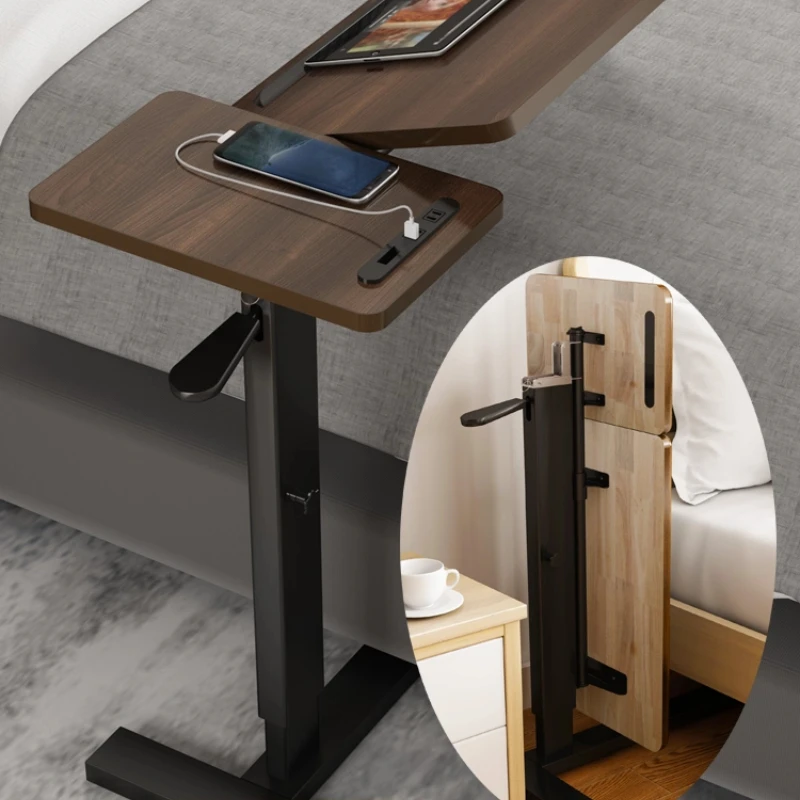 

Solid wood bed side table movable lifting folding learning sofa side table