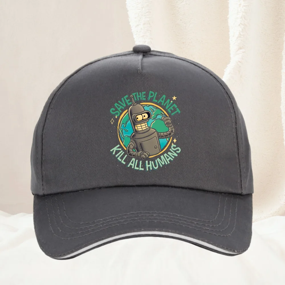 Bendered Save the Planet Kill All Humans Baseball Cap Vintage High Quality Cartoon Snapback Unisex Outdoor Travel Soft Hats