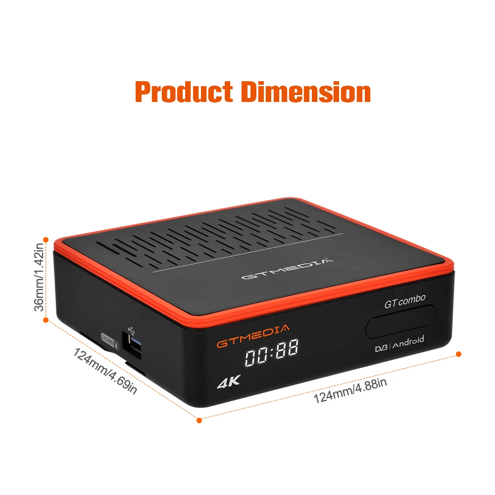 GTMEDIA Lacam GT COMBO Android 9.0 TV BOX+DVB-S/S2/S2X,DVB+T/T2/Cable/ATSC-C(J.83B)/ISDBT 4K Android BOX 4:2:2 2+16GB