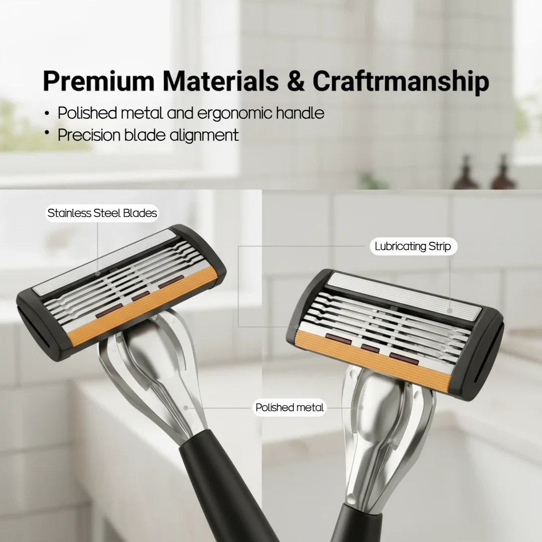 Set di rasoi di sicurezza manuali in acciaio inossidabile da 72 lame per uomo Taglio manuale versatile, facile da pulire, manico in metallo