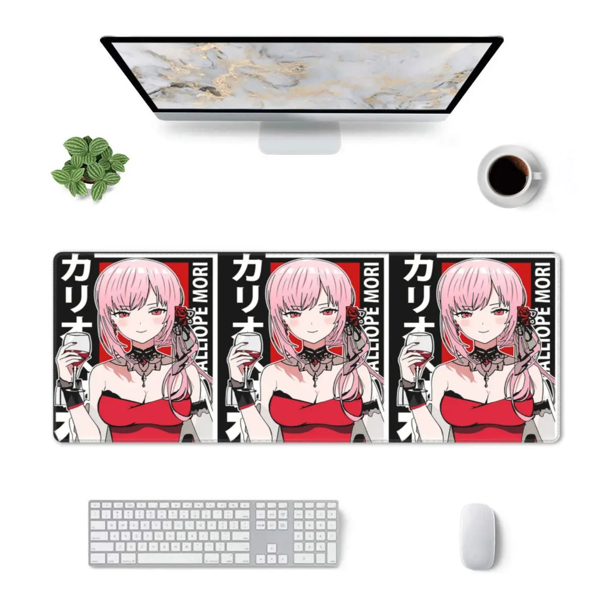 Large Mouse Pad Calliope Mori Red Dress Hololive En Gamer PC Laptop Mats Keyboard Carpet Computer Gaming Desk Mat