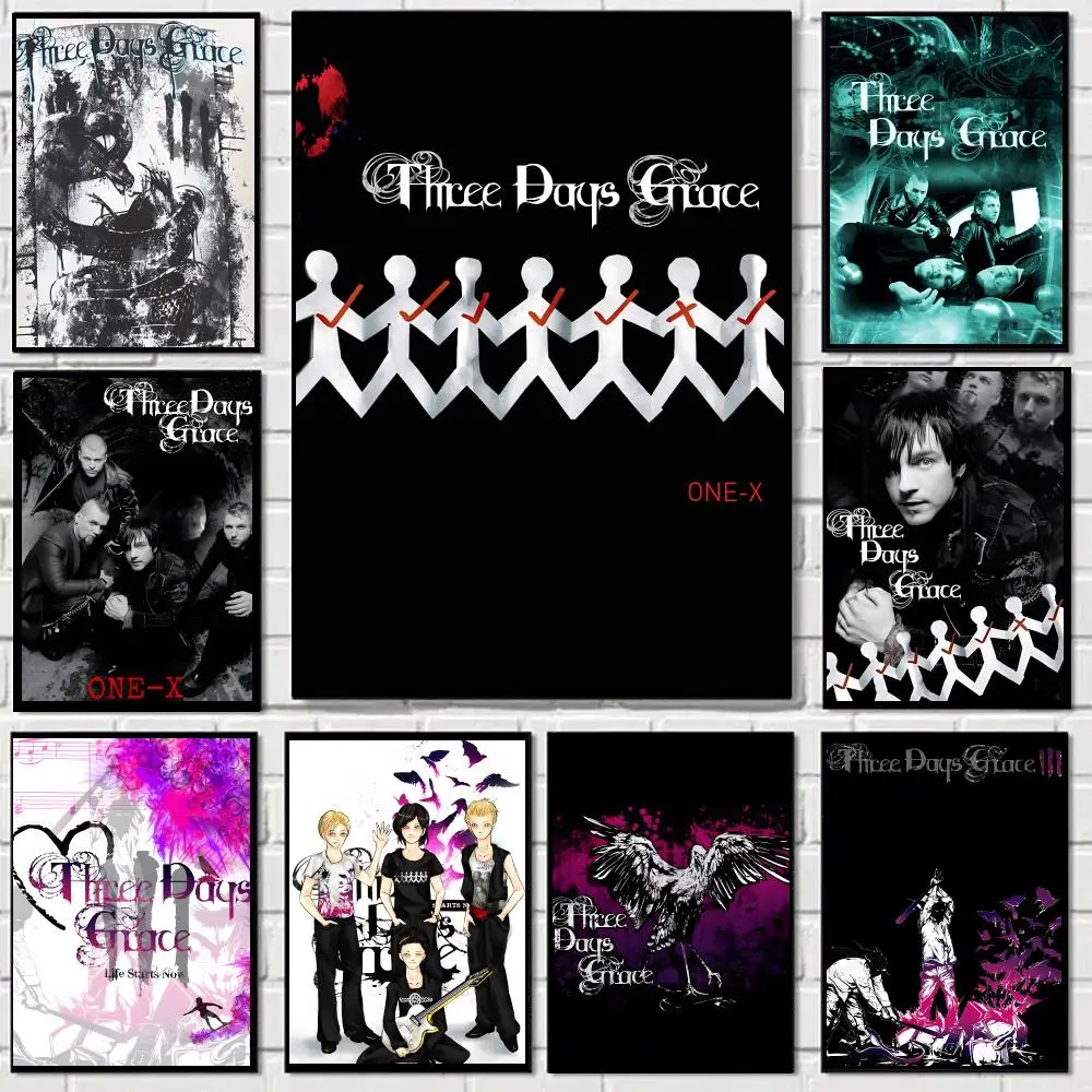 Three Days Grace Rock Band Canvas  Poster Art HD Advanced Aesthetic Printing Paper Wall Art for Living Room Home Decor