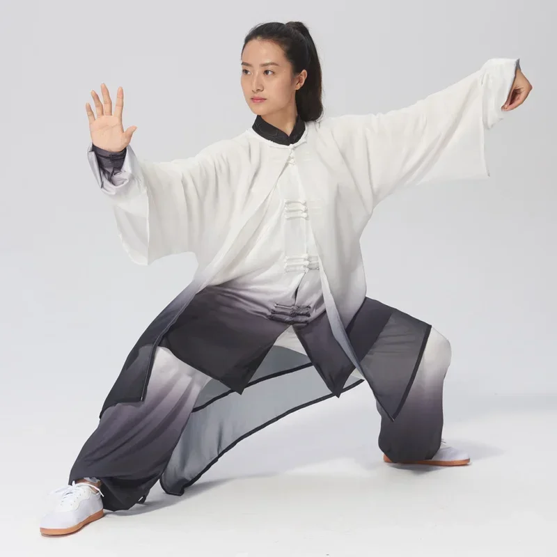 Tai Chi Clothes Wushu Clothing Kung Fu Dress Martial Art Uniform Unisex Women And Men Kun Master 2023 New Gradient White Black