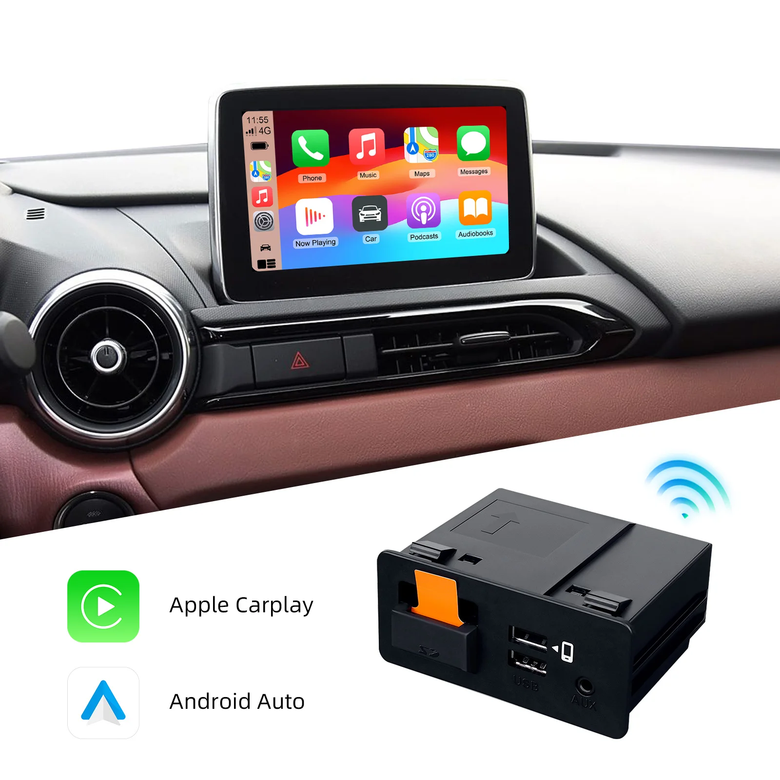 CarPlay Android Auto Decoder Box Retrofit Kit for Mazda 2 3 6 CX3 CX5 CX9 MX5 2014-2021 MZD Connect Infotainment System Upgrade