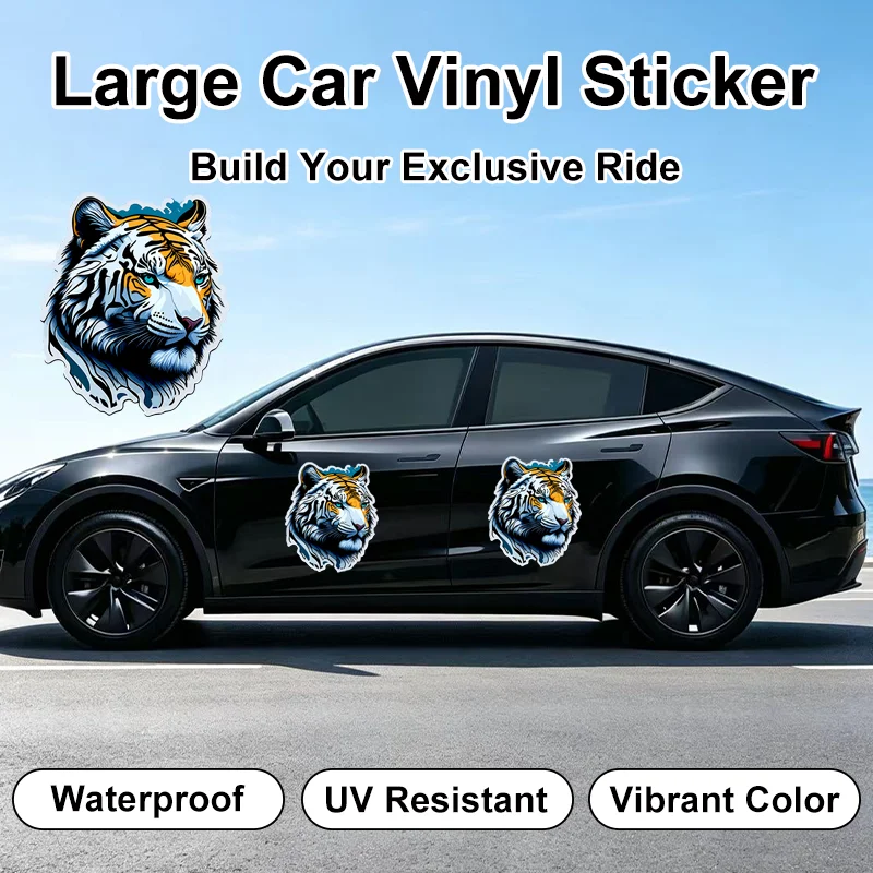 Large Tiger Car Door Decal Unique Trendy Animal UV Printing Waterproof Vinyl Sticker Refit Appearance Of SUV Vehicles