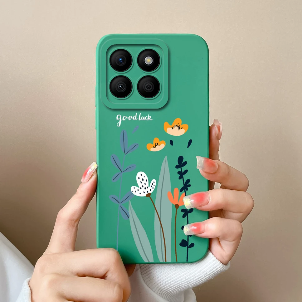 For Honor X8b Case Lovely Pretty Dinosaur Sunflower Smooth Liquid Silicone Protective Phone Cover For Honor X 8b Fundas Bumper