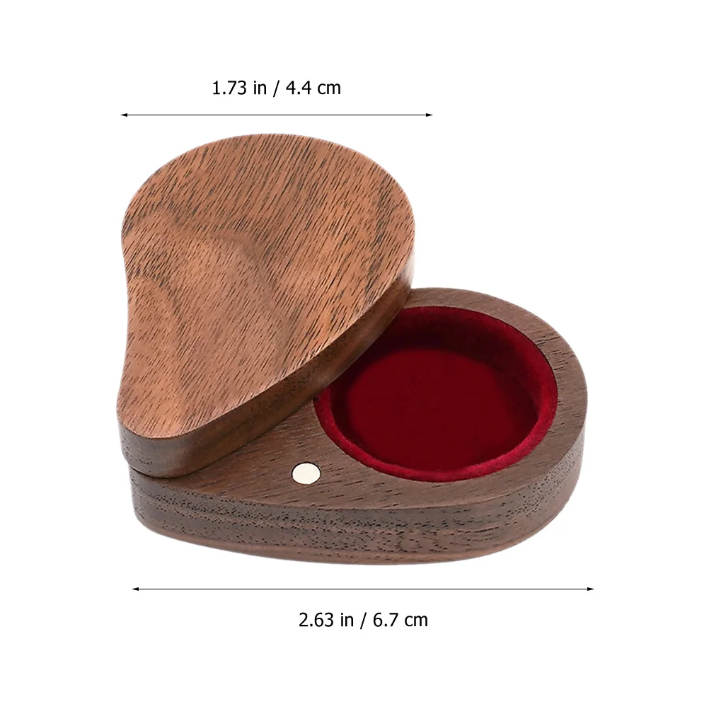 Wooden Heart Shaped Jewelry Box Small Compact Ring Storage Box Jewelry Organizer Safe Durable for Home Shop Desktop